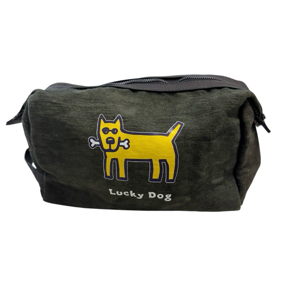 Life is Good Brand Lucky Dog Canvas Travel Pouch